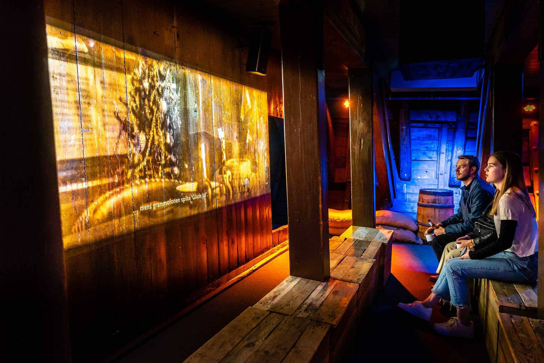 Inside the Fram Museum, guests being immersed in the history