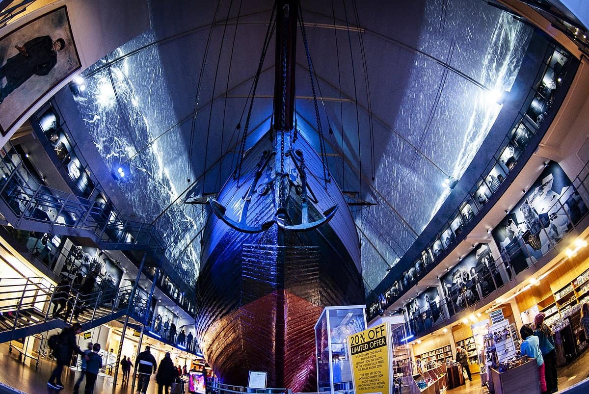 Looking up at the Fram Ship at the Fram Museum