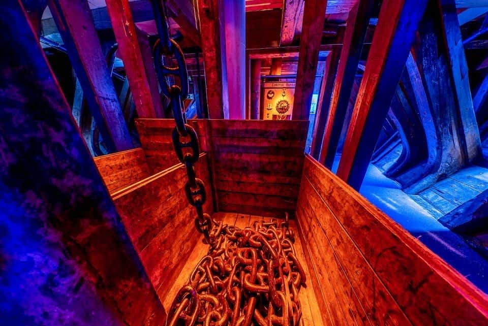 inside the immersive hold of the Fram museum