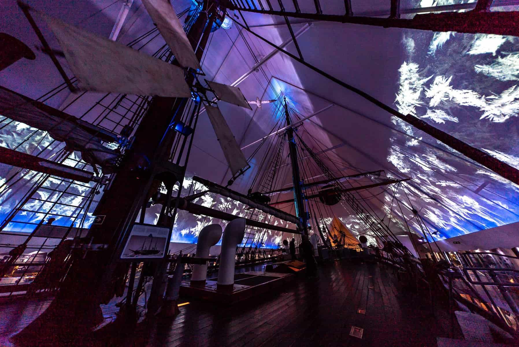 360 projection system on the deck of an immersive museum experience