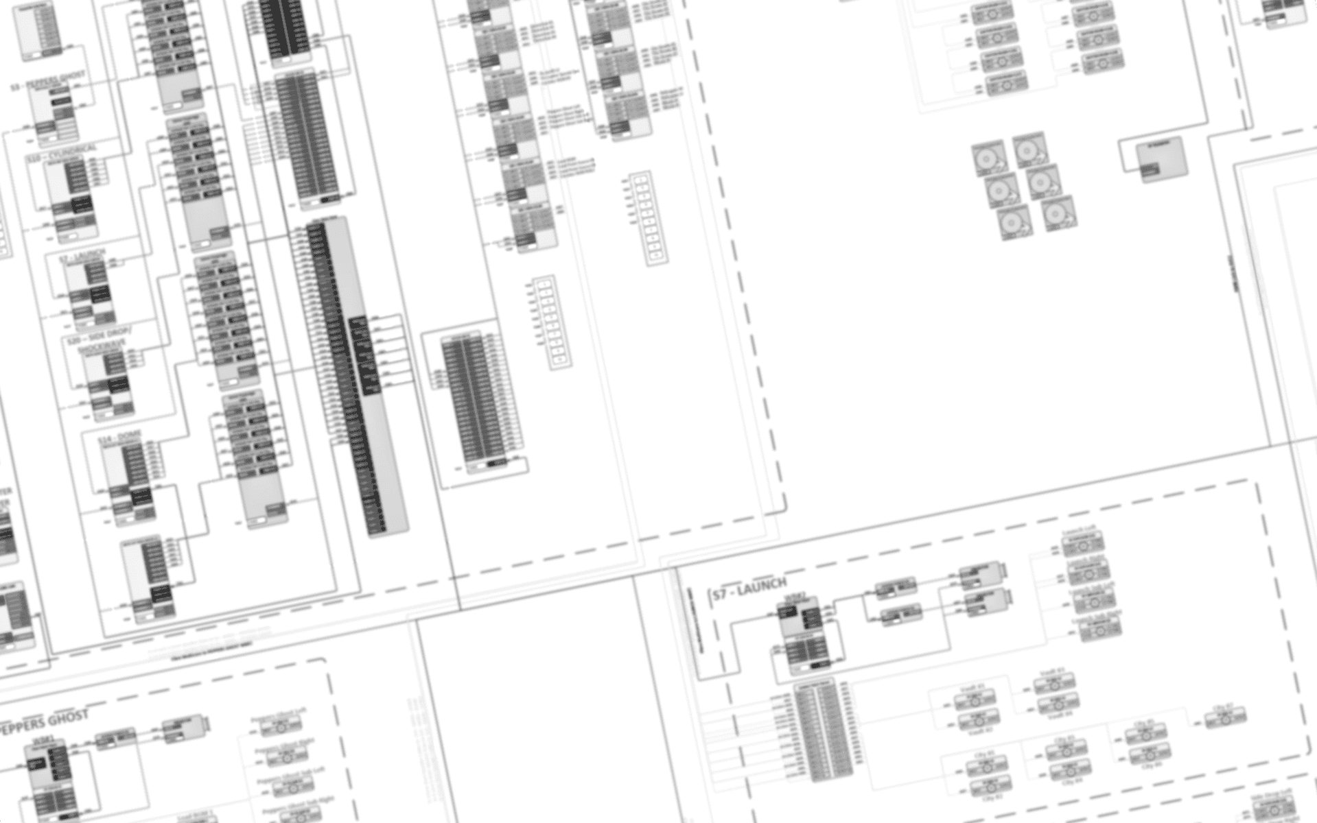 audio visual schematics for a themed attraction in the middle east